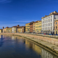 a foreshortening of the typical buildings of the river Arno in Pisa - Italy