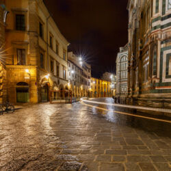 Night street near the Duomo cathedral. Florence. Italy