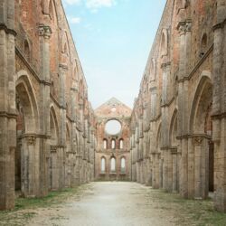 Cistercian convent built in the 12th-century, 30 km southwest of the city of Siena, Tuscany, Italy