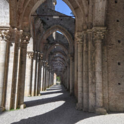 Ruins of Abbey of Saint Galgano Cistercian Monastery in Chiusdino, Italy