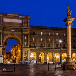 The Column of Abundance in the Piazza della Repubblica in the Morning, Florence, Italy